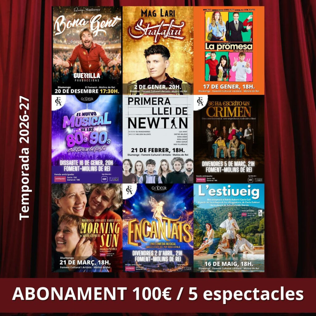 Abonament temporada 2026-27: 100 € per 5 espectacles